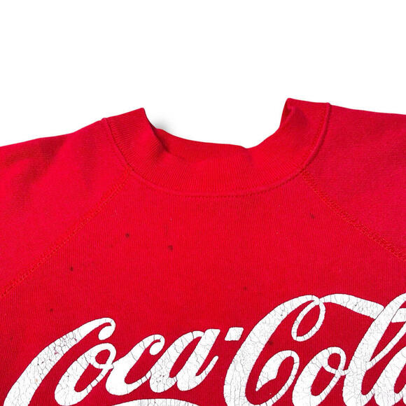 VTG 80/90s Coca-Cola Classic Sweathsirt Puff Print Size M Red Catch the Wave Y2K - Picture 4 of 10